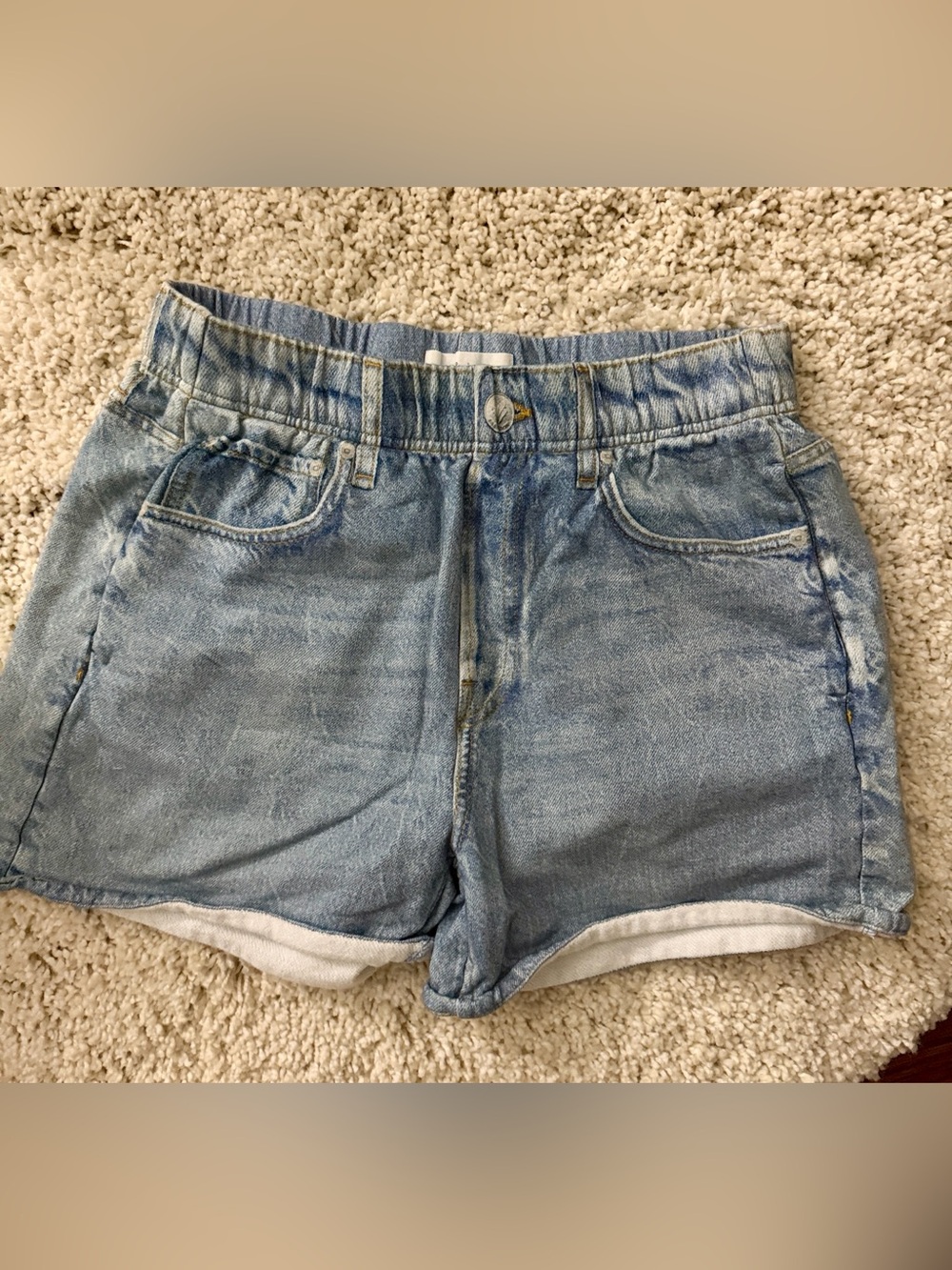 rag & bone MIRAMAX Light Blue Denim Elastic Waist Shorts